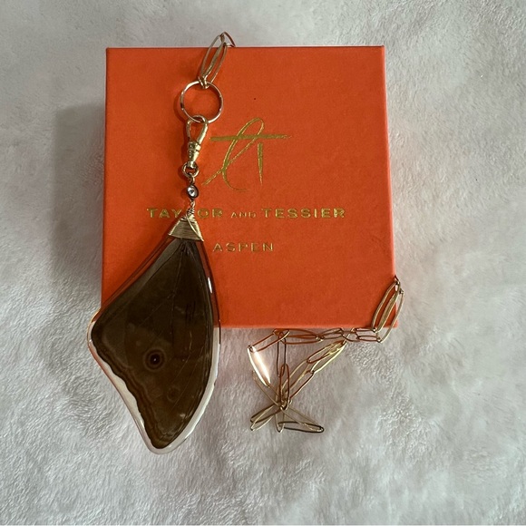 Taylor And Tessier Morphos Blue Butterfly Wing Necklace